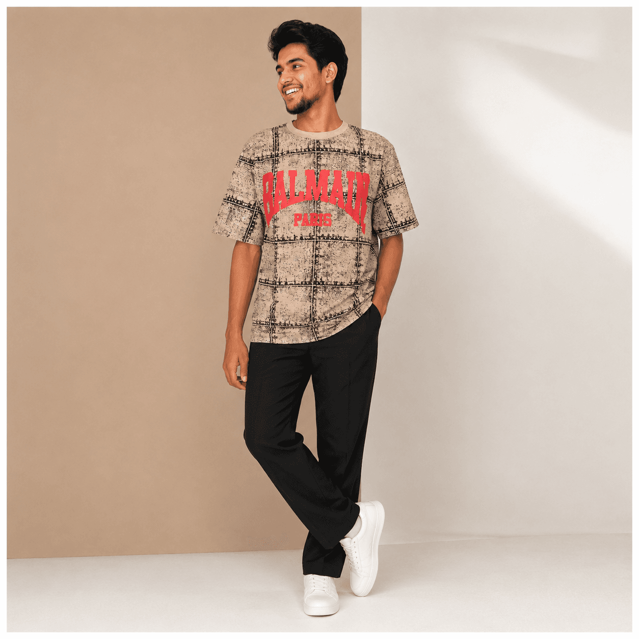 Balmain Paris Inspired Graphic Printed T-Shirt – Premium Cotton Streetwear Tee for Men
