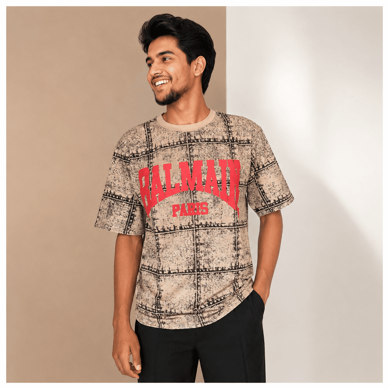 Balmain Paris Inspired Graphic Printed T-Shirt – Premium Cotton Streetwear Tee for Men