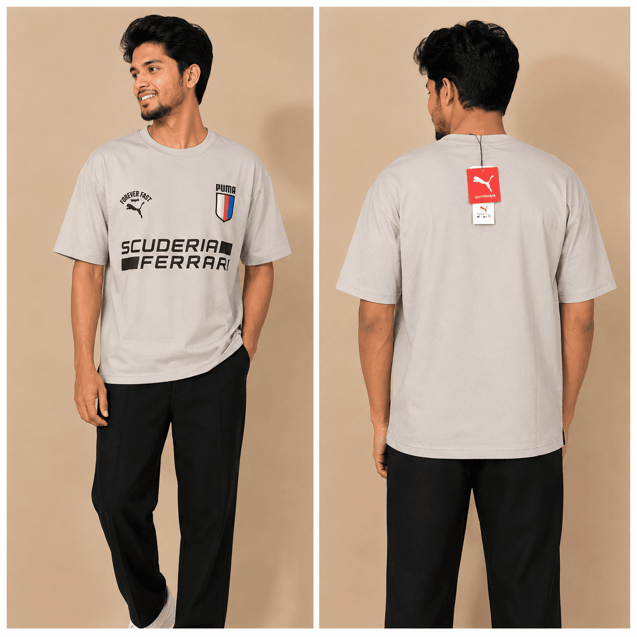 Scuderia Ferrari Inspired Graphic Oversized T-Shirt – Premium Cotton Casual Tee for Men