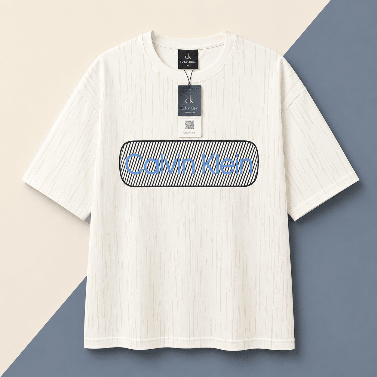 Calvin Klein Inspired Textured Graphic T-Shirt – Premium Cotton Casual Tee for Men