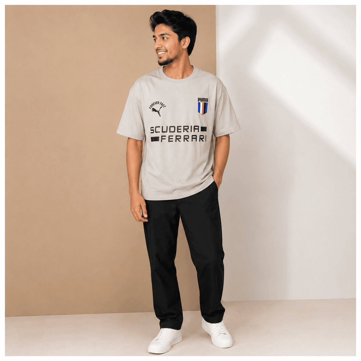 Scuderia Ferrari Inspired Graphic Oversized T-Shirt – Premium Cotton Casual Tee for Men
